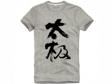 Tai Chi T-shirt Chinese Characters Tai Chi Grey