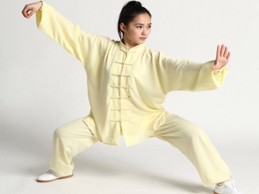 Tai Chi Uniform Cotton and Silk Suit for Men and Women Golden