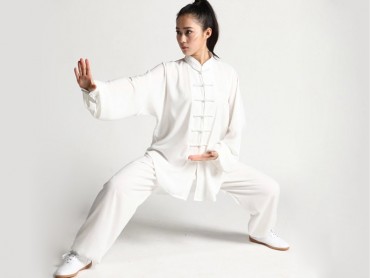 Tai Chi Uniform Cotton and Silk Suit for Men and Women White