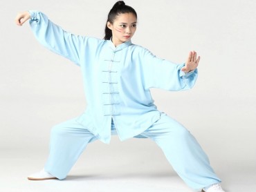 Tai Chi Uniform Cotton and Silk Suit for Men and Women Blue