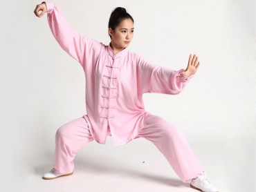 Tai Chi Uniform Cotton and Silk Suit for Men and Women Pink