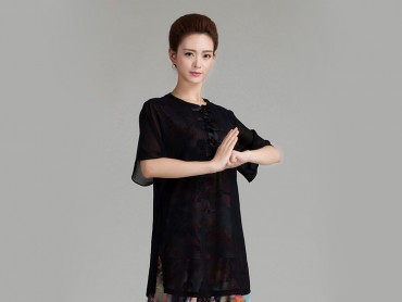Tai Chi Uniform Half-sleeve Veil for Summer Eight Colors Black 