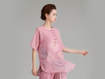 Tai Chi Uniform Half-sleeve Veil for Summer Eight Colors Pink