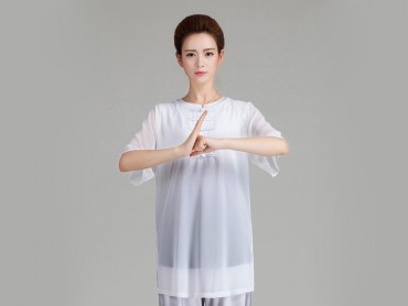 Tai Chi Uniform Half-sleeve Veil for Summer Eight Colors White