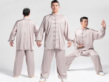 Tai Chi Uniform Silk and Satin Suit for Men and Women Grey