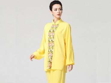 Tai Chi Clothing women long-sleeved Yellow Uniform
