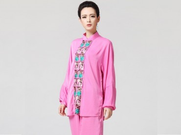 Tai Chi Clothing women long-sleeved Pink Uniform