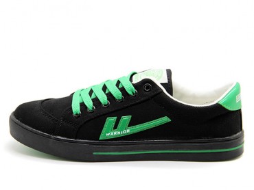 Warrior Footwear Black Green Canvas Sneaker