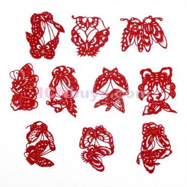 Chinese Paper Cutting Red Butterfly Set