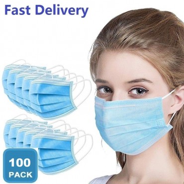 100 Pieces of Professional Mouth Mask 3 Layers Disposable Anti-Dust Anti-Fog Fast Delivery