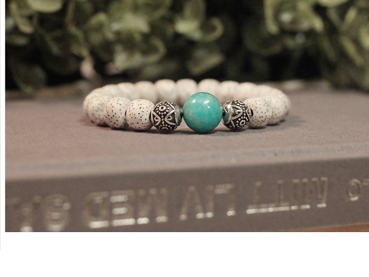 Soothing Mala Bracelet- Blue Apatite Gemstone Beads Customizable Tag –  Buddha Blossom Jewels