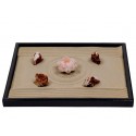 ICNBUYS Zen Garden Pink Ceramics Lotus Special 4 pieces of Red White Stones Dark Ochre Sand and Free Rakes and Pushing Sand Pen