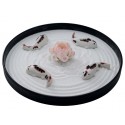ICNBUYS Zen Garden Pink Lotus and Fishes Set with Free Rake and Pushing Sand Pen