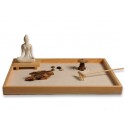 ICNBUYS Zen Garden with Buddha Status Wooden Rake Rocks and Mini Pavilion Set with Free Rake and Pushing Sand Pen