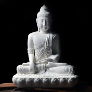 Buddha Status; Myanmar Buddha Status; Buddha Porcelain Ceramics Ornament; Myanmar Buddha Status Handicraft Ornament; Myanmar South-East Asia Buddha Status with Lotus Seat White Porcelain Ceramics Handicraft Ornament 