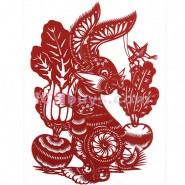 Chinese Paper Cutting, Decorative Paper-cut Frame, Paper Cutting Chinese Zodiac Rabbit Articulate