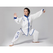 Professional Tai Chi Clothing Uniform Chinese Blue and White Porcelain Patterns Blue Flowers