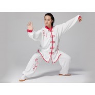 Professional Tai Chi Clothing Uniform Chinese Blue and White Porcelain Patterns Red Flowers