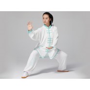 Professional Tai Chi Clothing Uniform Green Bamboo Leaves Patterns