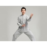 Professional Tai Chi Cloting Uniform Pure Cotton Thicken for Winter Grey