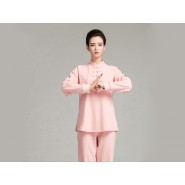 Professional Tai Chi Cloting Uniform Pure Cotton Thicken for Winter Pink