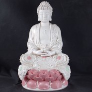 Buddha Status; Handicraft Ornament; Buddha Ceramics Handicraft; Sakyamuni Buddha Status with Lotus Seat Chinaware Ceramics Handicraft Ornament (sitting position)