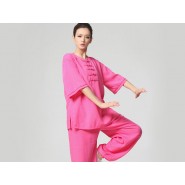 Tai Chi Clothing, Half-sleeve Tai Chi Clothing, Rosy Tai Chi Clothing, Tai Chi Clothing for Woman, Tai Chi Uniform, Chinese Tai Chi Clothing, Chinese Tai Chi Uniform, Tai Chi Casual Clothing