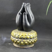 Buddha Hands; Buddha Hands with Lotus; Buddha Hands Ornament;  Chinaware Ceramics Ornament; Thai Buddha Hands with Lotus Chinaware Ceramics Indoor Incense Burner Box Ornament