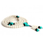 Traditional Tibet Buddhist Prayer Wrap Bracelet Necklace 108 White Jade Bodhi With Turquoise Mala, Buddhist Prayer beads, Buddhist Prayer bracelet, Buddhist Prayer necklace, Buddhist Mala