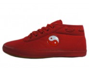Double Star Canvas Tai Chi Shoes High Top Red Tai Chi Pattern