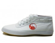 Double Star Canvas Tai Chi Shoes High Top White Tai Chi Pattern